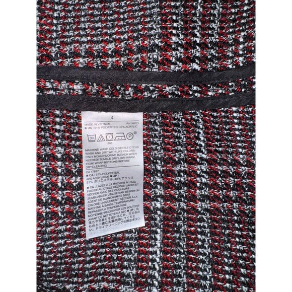 Banana Republic Academy Blazer Women's 4 Red Boucle Raw Edge Jacket NWT - Picture 4 of 4